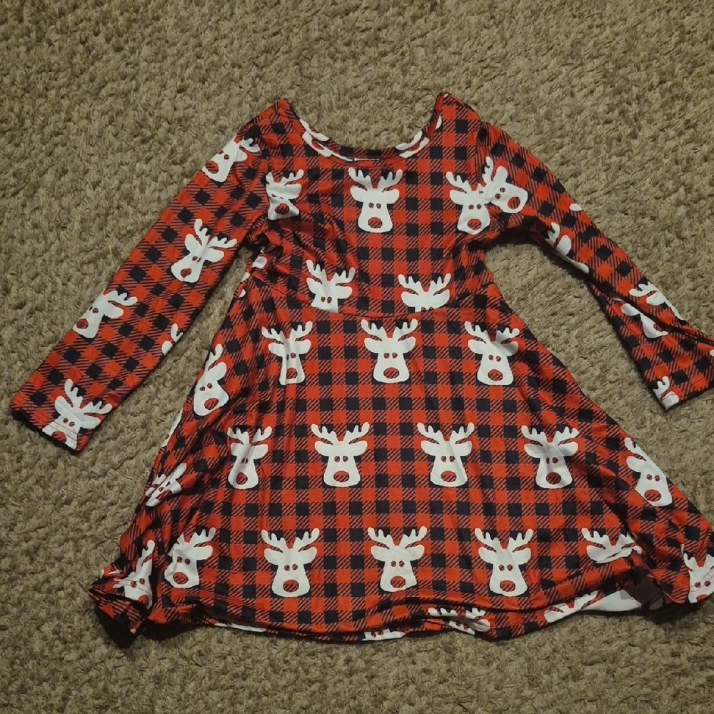 Red Plaid Reindeer Dress